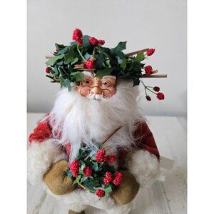 Vintage Santa wreath statue figurine lifelike
